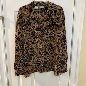 Women's Size 24W K.C. Studio Animal Print Blouse GUC